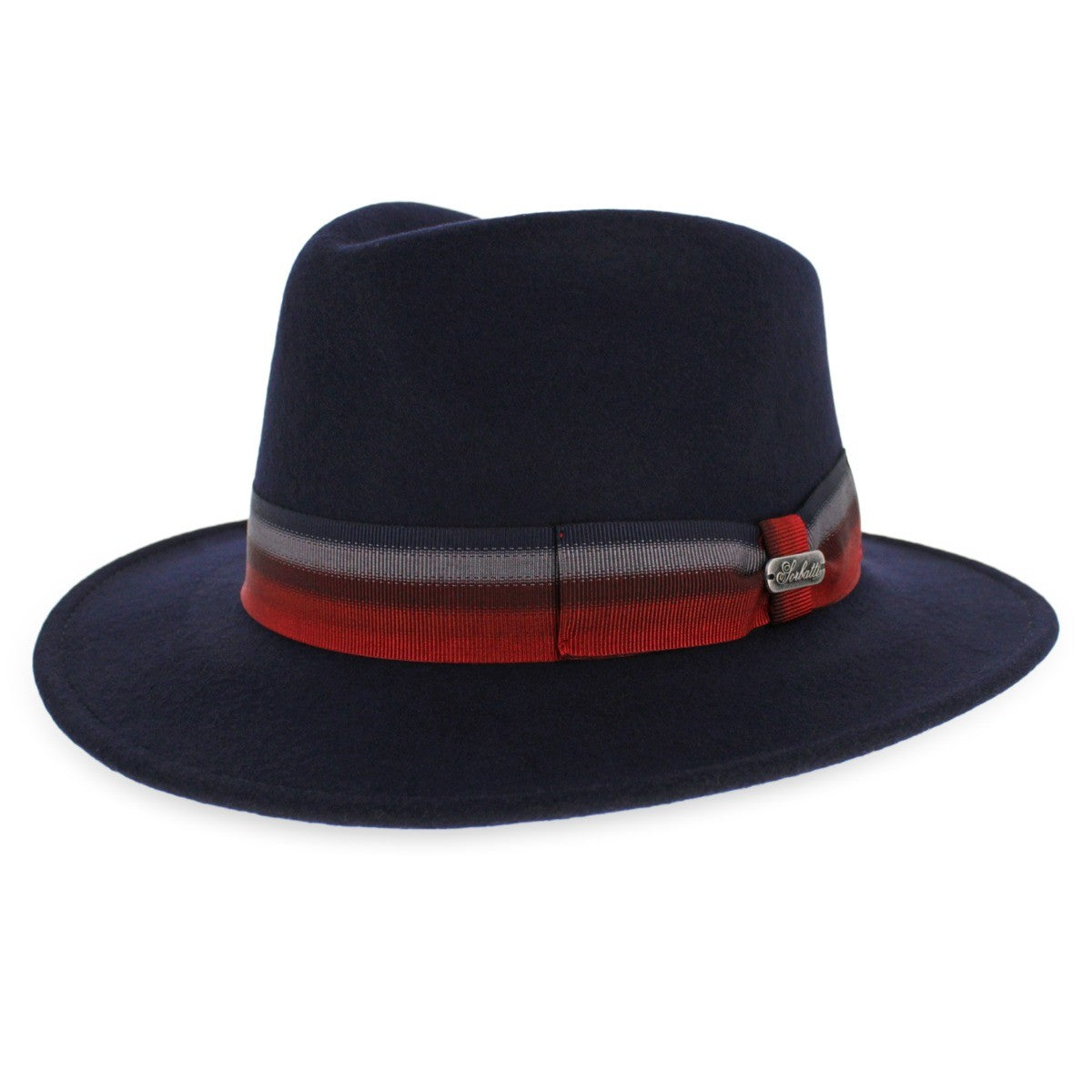 Blue Fedora Hat Striped Grosgrain Ribbon