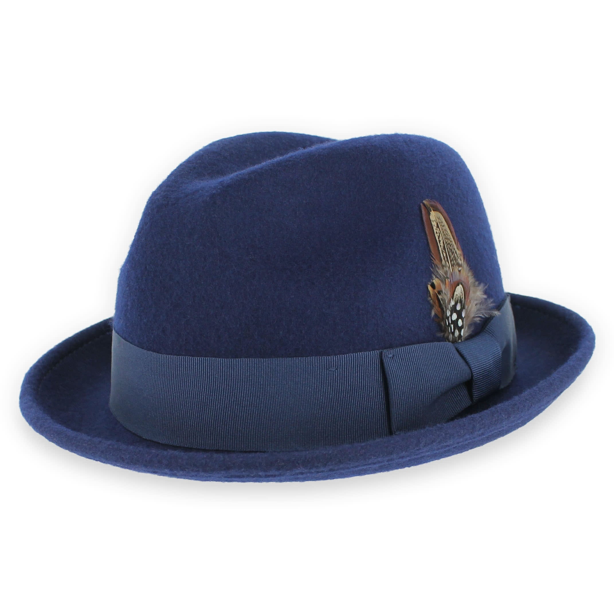 Blue Fedora Stingy Brim Wool Hat