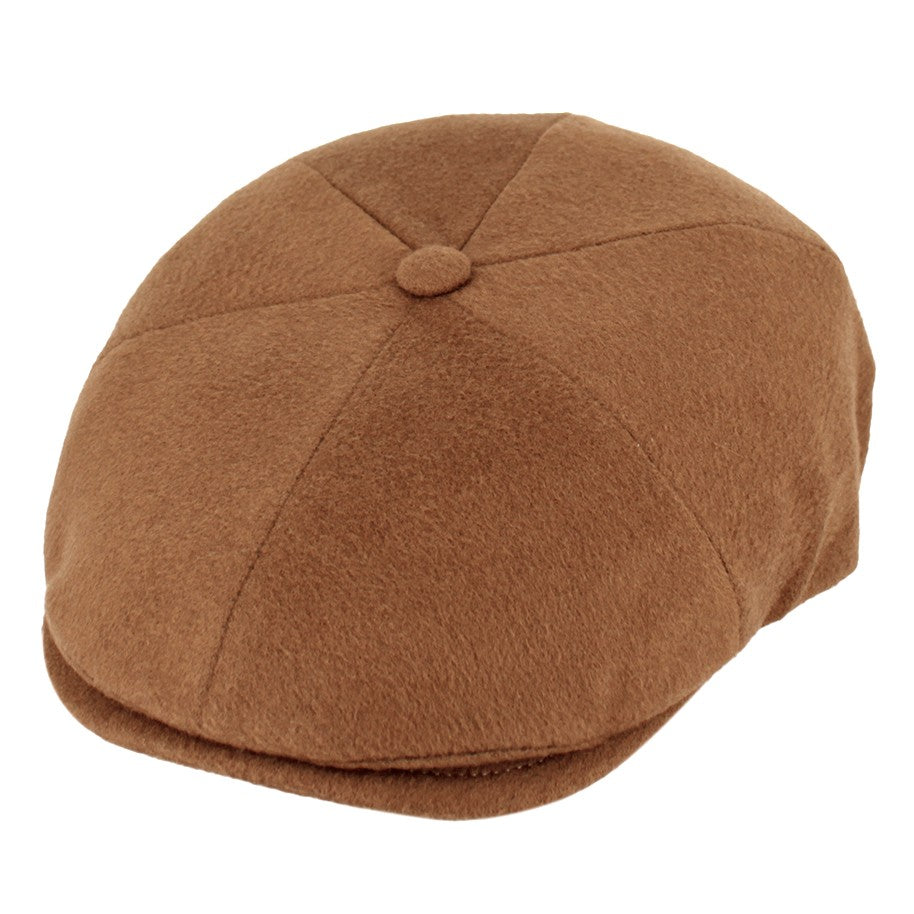 Women's Pure Cashmere Basket Weave Cap - Made in Italy - Light Beige