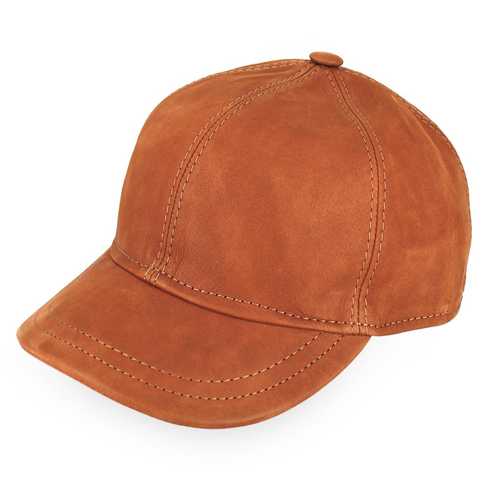 Belfry Leabola cognac Nappa leather baseball cap with 6-panel cut and covered button